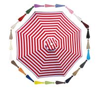 Générique 230cm Housse De Rechange pour Parasol À 6/8 Côtes, Auvent De Remplacement De Protection Solaire, Toile De Toit De Belvédère pour Jardin, Cour, Marché, Table(Red Stripes,2.30m 8 Ribs)