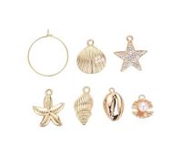 Générique 24 Pendentifs Boucles d'Oreilles Style Marin en Alliage Doré Accessoires DIY pour Créations Bijoux Pendentifs à Boucle Décorations Artisanales à Thème Océan