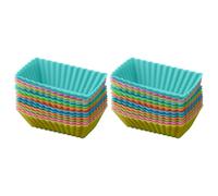 Générique 24 pièces Moules Rectangulaires Silicone pour Muffins Résistants Haute Température Caissettes Pâtisserie Réutilisables pour Four et Gâteaux Couleur Aléatoire Couleur Aléatoire