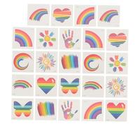 Générique 24 Pièces Visage Stickers Chemise De Fierté Autocollant De Fierté Accessoires Rave Faux Tache De Rousseur Autocollants D'art D'ongle Autocollants De Transfert D'eau Colorful