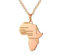Générique 24K Gold Plated African Map Pendant Necklace Jewelry for Women Trendy Personalized Africa Motherland Continent Outline (Model 3)