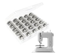 Générique 25 Metal Bobbins With Storage Box, Size 15 Universal Sewing Machine Bobbin, Compatible With Brother Bernina Janome Elna, Class 15