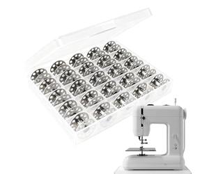 Générique 25 Metal Bobbins With Storage Box, Size 15 Universal Sewing Machine Bobbin, Compatible With Brother Bernina Janome Elna, Class 15