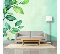 Générique 250 x 175 cm papier peint chambre enfant Vert, Aquarelle Plantes Élégance Murale XXL Poster Tableaux Muraux Tapisserie Photo Trompe l'oeil pour chambre salon cuisine