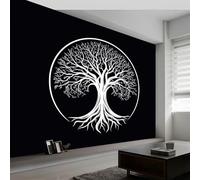 Générique 250 x 175 cmPapier Peint imprimée 3D Mythologie Nordique Plantes L'Arbre De Vie Tapisserie murale Panoramique Intissé Moderne, Décoration Murale, Écologique, Pour Salon Chambre, Noir