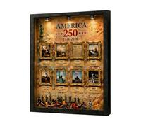 Générique 250th Picture Frame Display Box - Wood Resin 21.7x26.7x3.7cm | Commemorative Photo Holder | Decorative Table Stand Keepsake Celebration Gift For Home Office Party Living Room Use