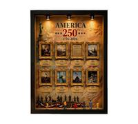 Générique 250th Shadow Box Frame | Wood Resin DIY Silhouette Display Case 21.7x26.7cm | Lighted Keepsake Memory Decor Gift | Patriotic Photo Showcase Collectible