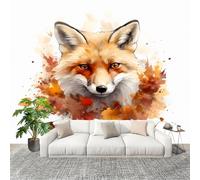 Générique 250x175 cm Seamless Join Easy Install Papier Peint Photo Animaux Renard œUvre D'Art Durable Waterproof Removable Mural 200x140 Cm Blanc Papier Peint Anti-Stain Fresque Murale Grande