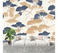 Générique 250x175 cm Seamless Join Easy Install Papier Peint Photo Art Moderne Feuilles De Ginkgo Durable Waterproof Removable Mural 200x140 Cm Beige Papier Peint Anti-Stain Fresque Murale Grande