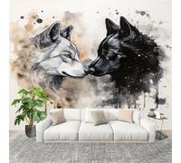Générique 250x175 cm Seamless Join Easy Install Papier Peint Photo CréAtivité Animaux Loups Durable Waterproof Removable Mural 200x140 Cm Beige Papier Peint Anti-Stain Fresque Murale Grande