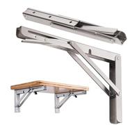 Générique 25cm 50cm Supports D'étagères Pliants Robustes | 2 Pièces Support Console Pliable, Mur Equerre Murale pour Garage,Cuisine, Bureau, Chambre, Entrepôt(Silver,18in/45cm)