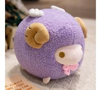 Générique 25cm Dessin Animé Mignon Rond Mouton en Peluche Poupée Oreiller Violet Rose Vert Argali Chèvre Jouet en Peluche Décoration Cadeau pour Enfants