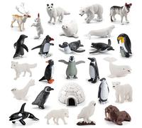 Générique 26 Figurines d'animaux Polaires - Ours Blanc, Pingouin, Phoque avec Igloo - Jouet Éducatif Durable pour - Idéal pour Dioramas, Projets Scolaires et Décoration de Gâteaux