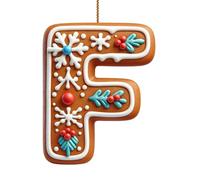 Générique 26 ornements de l'alphabet pour arbre de Noël, pendentif lettre initiale M en forme de canne à sucre avec motif de baies, mini décorations suspendues pour fête DIY (F, One Size)