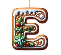Générique 26 ornements de l'alphabet pour arbre de Noël, pendentif lettre initiale M en forme de canne à sucre avec motif de baies, mini décorations suspendues pour fête DIY (E, One Size)