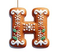 Générique 26 ornements de l'alphabet pour arbre de Noël, pendentif lettre initiale M en forme de canne à sucre avec motif de baies, mini décorations suspendues pour fête DIY (H, One Size)