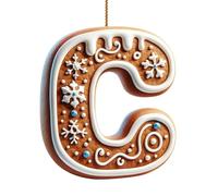 Générique 26 ornements de l'alphabet pour arbre de Noël, pendentif lettre initiale M en forme de canne à sucre avec motif de baies, mini décorations suspendues pour fête DIY (C, One Size)