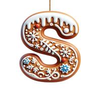 Générique 26 ornements de l'alphabet pour arbre de Noël, pendentif lettre initiale M en forme de canne à sucre avec motif de baies, mini décorations suspendues pour fête DIY (I, One Size)