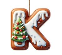 Générique 26 ornements de l'alphabet pour arbre de Noël, pendentif lettre initiale M en forme de canne à sucre avec motif de baies, mini décorations suspendues pour fête DIY (A, One Size)