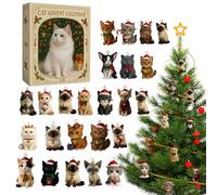 Générique 2d Acrylique Cat sur le thème du calendrier drôle avec 24 boîtes - Calendrier du compte à rebours de Noël - Ornement de vacances artistique pour hommes femmes Halloween Girls Boys