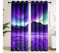Générique 2er-Set Fantasy Lavendel Vorhänge - H245 x B200 cm, Blickdichte Vorhang, Raumverdunkelung Berge Aurora Romantisch Gardinen für Themenspielzimmer Privattheaterraum