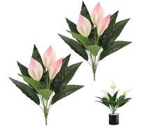 Générique 2PCS Artificial Spathiphyllum Silk Plants,Anthurium Calla Lily Artificial Flowers,Vivid Handmade Beautiful Potted Flowers Plant,for Wedding Home Garden Office Desktop Decoration