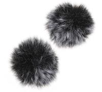 Générique 2pcs Bonnette Anti-vent pour Microphone Noir en Peluche Imitation, Protection le Vent Éclaboussures, pour Enregistrement et Bar