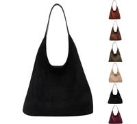 Générique 2PCS Brown Suede Bag - Women's Shoulder Hobo Bags Built-in small SuedePurse, for Work Everyday (Black)