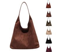 Générique 2PCS Brown Suede Bag - Women's Shoulder Hobo Bags Built-in small SuedePurse, for Work Everyday (Coffee)