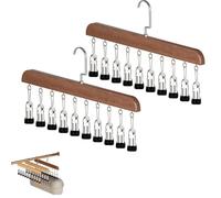 Générique 2pcs Closet Organizer with 10 Clips - Space Saving Hanging Closet Organizer, Legging Organizers for Closets, Adjustable Stainless Steel (Brown,2PCS)