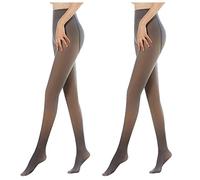 Générique 2PCS Collant Polaire Femme Effet Transparent Hiver Leggings épais et Chauds Noir Collant Doublé Polaire Pour Femme Extensible Pantalons Taille Haute Sexy