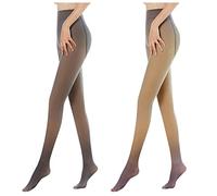 Générique 2PCS Collant Polaire Femme Effet Transparent Hiver Leggings épais et Chauds Noir Collant Doublé Polaire Pour Femme Extensible Pantalons Taille Haute Sexy
