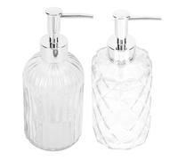 Générique 2pcs Distributeurs de Savonnette Mains en Verre 500ml, Bouteilles Rechargeables Pompe, pour Hôtel et Voyage