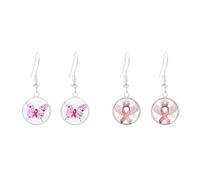 Générique 2pcs D'oreilles Rose Pour La Sensibilisation Cancer Du Sein Boucles De Sensibilisation Cancer Du Sein élégants Pour Femmes Accessoires Boucles d'oreilles (O 2PCS, 6x4x1cm)