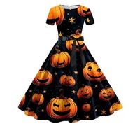 Générique 2Pcs Ensemble Costume Deguisement Halloween, Robe Corset Gothique Manches Courtes Imprimée pour Femme, avec Ceinture pour Costumes, Fête des Morts, Carnaval, Cosplay