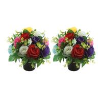 Générique 2Pcs Fleurs De Cimetière Artificielle,La Décoration De Pierre Tombale De Cimetières,Petites Plantes Artificielles pour Funérailles Commémoratives,Cimetière Décor avec Vase (G)