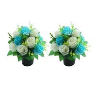 Générique 2Pcs Fleurs De Cimetière Artificielle,La Décoration De Pierre Tombale De Cimetières,Petites Plantes Artificielles pour Funérailles Commémoratives,Cimetière Décor avec Vase (F)