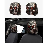 Générique 2PCS Funny Cartoon Car Headrest Covers, Soft Non-Slip Headrest Protector, for Cars Vans Trucks, Decor Halloween Christmas, A Variety of Styles Available (F)