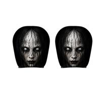 Générique 2pcs Ghost Face Car Headrest Cover Scary Elastic Seat Headrest Protector Halloween Car Decor Interior Decoration