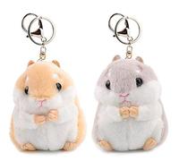 Générique 2PCS Hamster Keychains en Peluche Mini clés d'animaux en Peluche