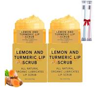 Générique 2PCS Lip Scrub Turmeric Lemon, Exfoliant et Hydratant pour Lèvres Sèches et Noires, 50g