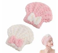 Générique 2pcs Microfiber Hair Drying Caps,Ultra Absorbent Hair Quick Drying Towel,Soft Bow Tie Wet Hair Towels Wrap for Women (w+p)