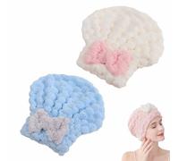 Générique 2pcs Microfiber Hair Drying Caps,Ultra Absorbent Hair Quick Drying Towel,Soft Bow Tie Wet Hair Towels Wrap for Women (b+w)