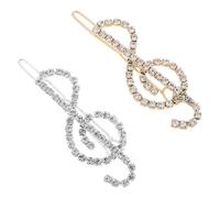 Générique 2pcs Pinces à Cheveux Vintage en Strass et Bijoux de Cheveux en Alliage Note de Musique, Accessoires Polyvalents Pouvant Servir de Pince à Cravate, Style Mode et Original