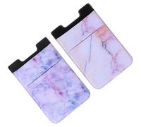 Générique 2pcs Support de Téléphone Créatif en Polyester et Cuir Poche Arrière pour Cartes, Design Marbre Élégant et Impression Claire, Accessoire Pratique pour Mobile