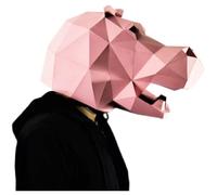Générique 2PCS Wearable Mask Rhino Hippo Animal Cosplay 3D Paper Model DIY Papercraft Origami Headgear Christmas Halloween Prom Party Kids Toys