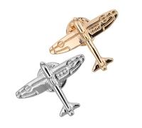 Générique 2pièces Broche Avion Unisexe Miniatures Épinglette Élégante Doré et Argenté Accessoire Mode pour Costumes et Chemises Décoration de Voyage Raffinée pour Réunions et Mariages
