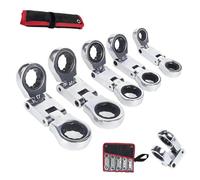 Générique 3/4“ Dual-Drive Nano Flex-Head Pocket Ratchet, 5pcs Dual-Drive Nano Flex-Head Pocket Ratchet, Double Box End Ratcheting Wrench Set, Ratchet Spanner Crooked For Narrow Spaces (1pcs)