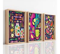 Générique 3 Affiche Decoration Murale Maximaliste Art Populaire, Grande Poster Mural Impression sur Toile Coloré Légume Botanique Fruit Abstrait Peintures Pour Couloir Banquets Cuisine, 21 x 29.7 cm