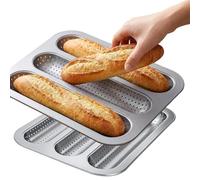 Générique 3-Cavity Non-Stick, French Bread Pan, 0.79x9.84x1.18 Inches Mold with Perforated, Heavy-Duty Carbon Steel, Kitchenware Supply with Professional Style, Home Kitchen for Daily Making